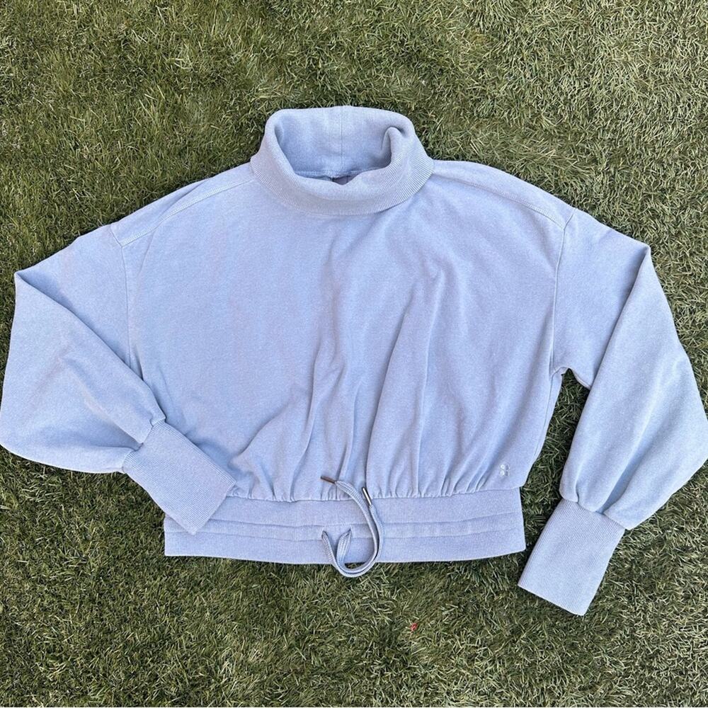 Sweaty Betty Melody Lux Fleece Pullover Italy Made Turtleneck Athletic Sweater M